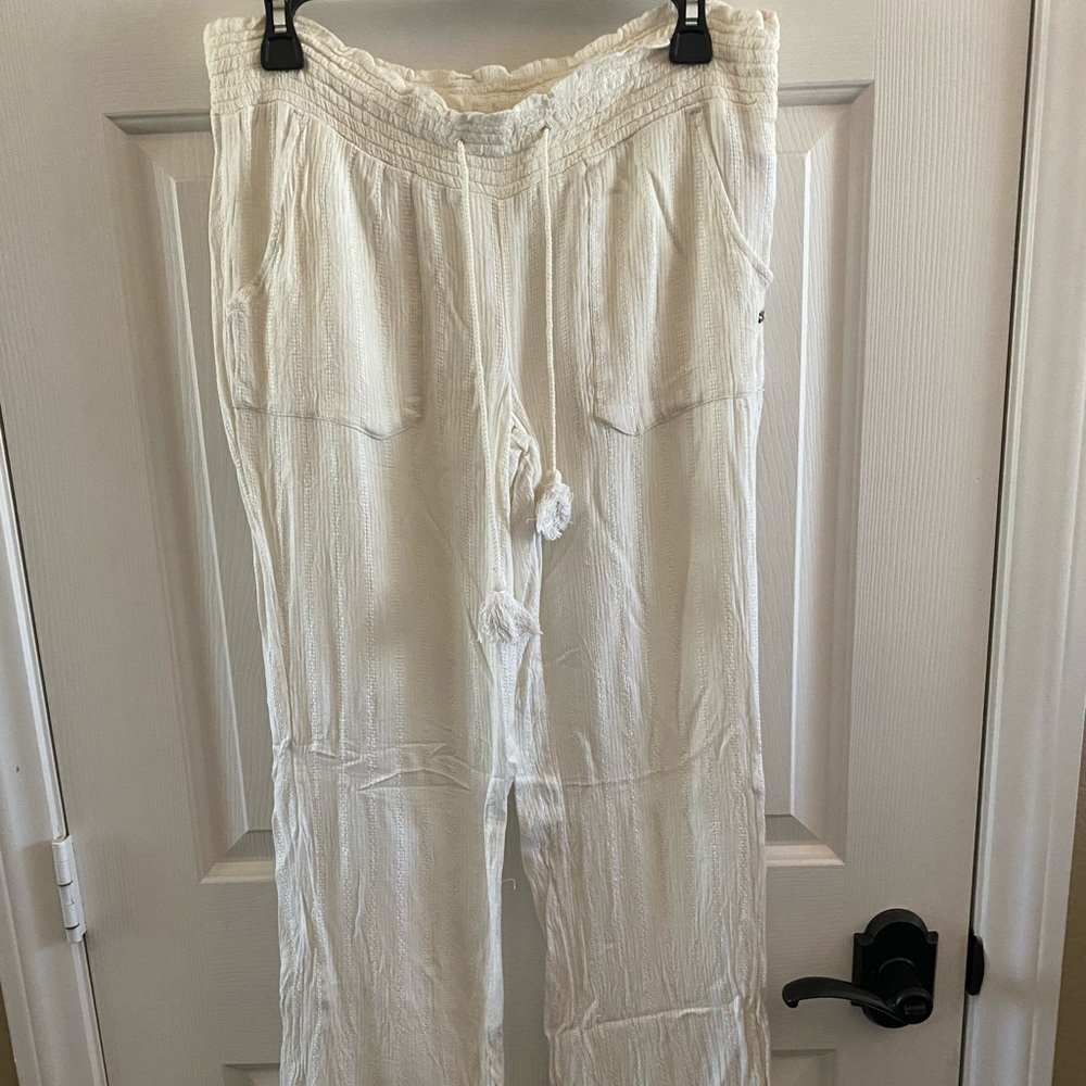 Roxy white linen pants